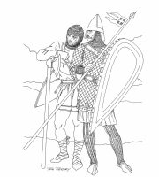 A coloring page of middle ages clothing